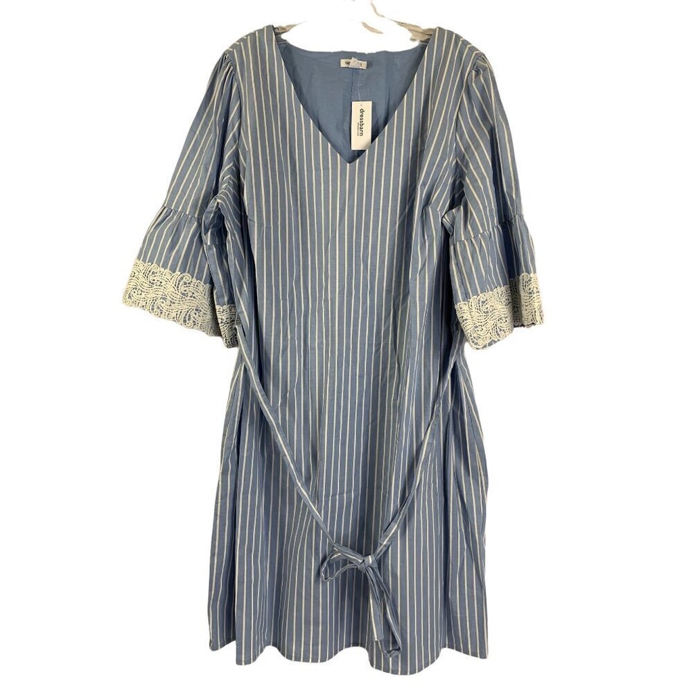 Westport Women's Lace Cuff Stripped Dress - Picture 1 of 6